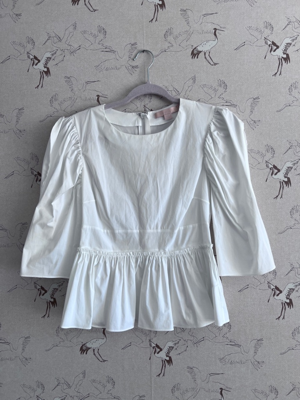 Brock collection white puff sleeve peplum blouse - Picture 2 of 12